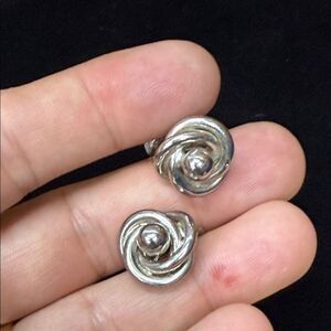 Vintage Triad Elegant Silver Knot Earrings